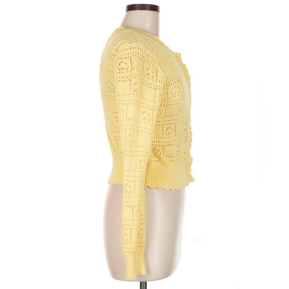 Women’s Faith & Zoe Buttercream Yellow Knit Button-Front Cardigan Sweater Medium - Picture 10 of 13